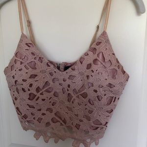 Pink Crotchet Crop Tank